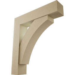 Ekena Millwork - BKTUR0756X36X40THR05RCPR - Timberthane Faux Wood Thorton Style Bracket w/ Offset Brace, Block Ends, 7 1/2"W x 36"D x 40"H, Primed Tan