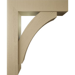 Ekena Millwork - BKTUR0756X36X44THR05RCPR - Timberthane Faux Wood Thorton Style Bracket w/ Offset Brace, Block Ends, 7 1/2"W x 36"D x 44"H, Primed Tan