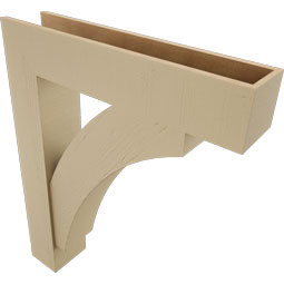 Ekena Millwork - BKTUR0756X36X44THR05RCPR - Timberthane Faux Wood Thorton Style Bracket w/ Offset Brace, Block Ends, 7 1/2"W x 36"D x 44"H, Primed Tan