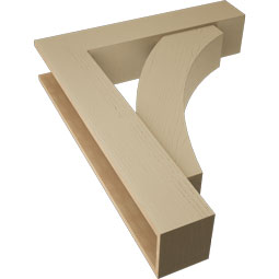 Ekena Millwork - BKTUR0756X36X44THR05RCPR - Timberthane Faux Wood Thorton Style Bracket w/ Offset Brace, Block Ends, 7 1/2"W x 36"D x 44"H, Primed Tan