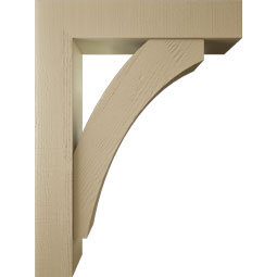 Ekena Millwork - BKTUR0756X36X48THR05RCPR - Timberthane Faux Wood Thorton Style Bracket w/ Offset Brace, Block Ends, 7 1/2"W x 36"D x 48"H, Primed Tan