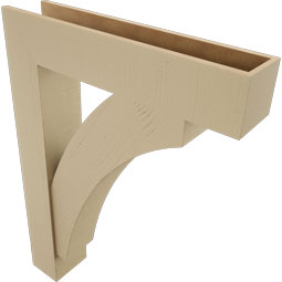 Ekena Millwork - BKTUR0756X36X48THR05RCPR - Timberthane Faux Wood Thorton Style Bracket w/ Offset Brace, Block Ends, 7 1/2"W x 36"D x 48"H, Primed Tan
