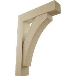 Ekena Millwork - BKTUR0756X36X48THR05RCPR - Timberthane Faux Wood Thorton Style Bracket w/ Offset Brace, Block Ends, 7 1/2"W x 36"D x 48"H, Primed Tan