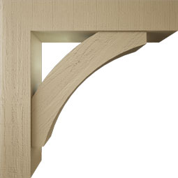 Ekena Millwork - BKTUR0756X38X38THR05RCPR - Timberthane Faux Wood Thorton Style Bracket w/ Offset Brace, Block Ends, 7 1/2"W x 38"D x 38"H, Primed Tan