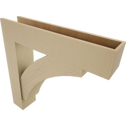 Ekena Millwork - BKTUR0756X38X38THR05RCPR - Timberthane Faux Wood Thorton Style Bracket w/ Offset Brace, Block Ends, 7 1/2"W x 38"D x 38"H, Primed Tan