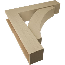 Ekena Millwork - BKTUR0756X38X38THR05RCPR - Timberthane Faux Wood Thorton Style Bracket w/ Offset Brace, Block Ends, 7 1/2"W x 38"D x 38"H, Primed Tan