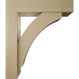 Ekena Millwork - BKTUR0756X38X44THR05RCPR - Timberthane Faux Wood Thorton Style Bracket w/ Offset Brace, Block Ends, 7 1/2"W x 38"D x 44"H, Primed Tan
