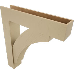 Ekena Millwork - BKTUR0756X38X44THR05RCPR - Timberthane Faux Wood Thorton Style Bracket w/ Offset Brace, Block Ends, 7 1/2"W x 38"D x 44"H, Primed Tan