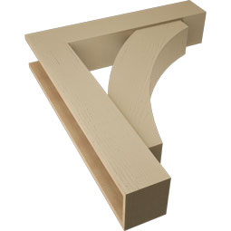 Ekena Millwork - BKTUR0756X38X44THR05RCPR - Timberthane Faux Wood Thorton Style Bracket w/ Offset Brace, Block Ends, 7 1/2"W x 38"D x 44"H, Primed Tan