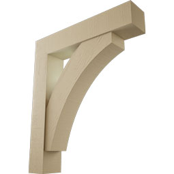 Ekena Millwork - BKTUR0756X38X44THR05RCPR - Timberthane Faux Wood Thorton Style Bracket w/ Offset Brace, Block Ends, 7 1/2"W x 38"D x 44"H, Primed Tan