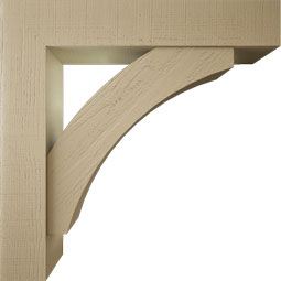 Ekena Millwork - BKTUR0756X40X40THR05RCPR - Timberthane Faux Wood Thorton Style Bracket w/ Offset Brace, Block Ends, 7 1/2"W x 40"D x 40"H, Primed Tan