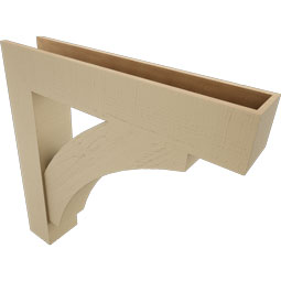 Ekena Millwork - BKTUR0756X40X40THR05RCPR - Timberthane Faux Wood Thorton Style Bracket w/ Offset Brace, Block Ends, 7 1/2"W x 40"D x 40"H, Primed Tan