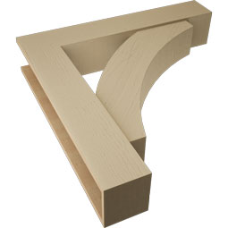 Ekena Millwork - BKTUR0756X40X40THR05RCPR - Timberthane Faux Wood Thorton Style Bracket w/ Offset Brace, Block Ends, 7 1/2"W x 40"D x 40"H, Primed Tan