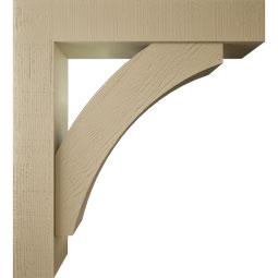Ekena Millwork - BKTUR0756X40X44THR05RCPR - Timberthane Faux Wood Thorton Style Bracket w/ Offset Brace, Block Ends, 7 1/2"W x 40"D x 44"H, Primed Tan