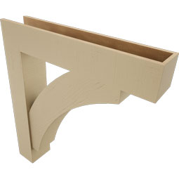 Ekena Millwork - BKTUR0756X40X44THR05RCPR - Timberthane Faux Wood Thorton Style Bracket w/ Offset Brace, Block Ends, 7 1/2"W x 40"D x 44"H, Primed Tan