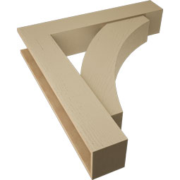 Ekena Millwork - BKTUR0756X40X44THR05RCPR - Timberthane Faux Wood Thorton Style Bracket w/ Offset Brace, Block Ends, 7 1/2"W x 40"D x 44"H, Primed Tan