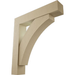Ekena Millwork - BKTUR0756X40X44THR05RCPR - Timberthane Faux Wood Thorton Style Bracket w/ Offset Brace, Block Ends, 7 1/2"W x 40"D x 44"H, Primed Tan