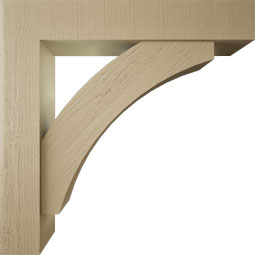 Ekena Millwork - BKTUR0756X42X42THR05RCPR - Timberthane Faux Wood Thorton Style Bracket w/ Offset Brace, Block Ends, 7 1/2"W x 42"D x 42"H, Primed Tan