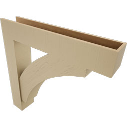 Ekena Millwork - BKTUR0756X42X42THR05RCPR - Timberthane Faux Wood Thorton Style Bracket w/ Offset Brace, Block Ends, 7 1/2"W x 42"D x 42"H, Primed Tan