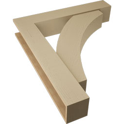 Ekena Millwork - BKTUR0756X42X48THR05RCPR - Timberthane Faux Wood Thorton Style Bracket w/ Offset Brace, Block Ends, 7 1/2"W x 42"D x 48"H, Primed Tan