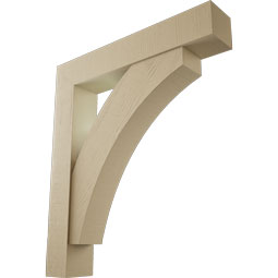 Ekena Millwork - BKTUR0756X42X48THR05RCPR - Timberthane Faux Wood Thorton Style Bracket w/ Offset Brace, Block Ends, 7 1/2"W x 42"D x 48"H, Primed Tan