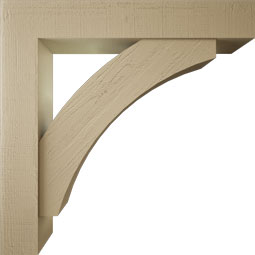 Ekena Millwork - BKTUR0756X44X44THR05RCPR - Timberthane Faux Wood Thorton Style Bracket w/ Offset Brace, Block Ends, 7 1/2"W x 44"D x 44"H, Primed Tan