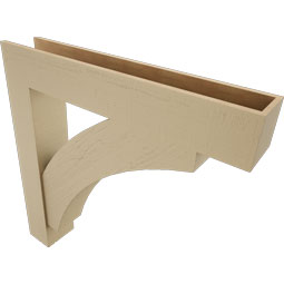 Ekena Millwork - BKTUR0756X44X44THR05RCPR - Timberthane Faux Wood Thorton Style Bracket w/ Offset Brace, Block Ends, 7 1/2"W x 44"D x 44"H, Primed Tan