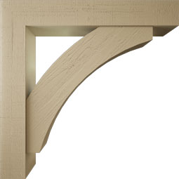 Ekena Millwork - BKTUR0756X46X46THR05RCPR - Timberthane Faux Wood Thorton Style Bracket w/ Offset Brace, Block Ends, 7 1/2"W x 46"D x 46"H, Primed Tan