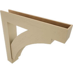 Ekena Millwork - BKTUR0756X46X46THR05RCPR - Timberthane Faux Wood Thorton Style Bracket w/ Offset Brace, Block Ends, 7 1/2"W x 46"D x 46"H, Primed Tan