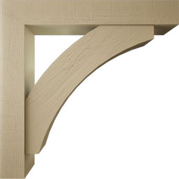 Ekena Millwork - BKTUR0756X48X48THR05RCPR - Timberthane Faux Wood Thorton Style Bracket w/ Offset Brace, Block Ends, 7 1/2"W x 48"D x 48"H, Primed Tan