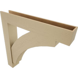 Ekena Millwork - BKTUR0756X48X48THR05RCPR - Timberthane Faux Wood Thorton Style Bracket w/ Offset Brace, Block Ends, 7 1/2"W x 48"D x 48"H, Primed Tan
