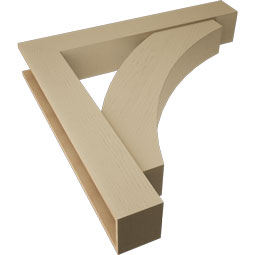 Ekena Millwork - BKTUR0756X48X48THR05RCPR - Timberthane Faux Wood Thorton Style Bracket w/ Offset Brace, Block Ends, 7 1/2"W x 48"D x 48"H, Primed Tan