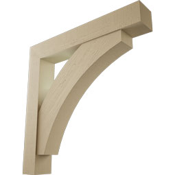 Ekena Millwork - BKTUR0756X48X48THR05RCPR - Timberthane Faux Wood Thorton Style Bracket w/ Offset Brace, Block Ends, 7 1/2"W x 48"D x 48"H, Primed Tan