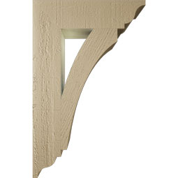 Ekena Millwork - BKTUR035X14X22THR01RCPR - Timberthane Faux Wood Thorton Style Bracket, Traditional Ends, 3 1/2"W x 14"D x 22"H, Primed Tan