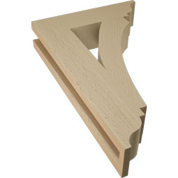 Ekena Millwork - BKTUR035X14X22THR01RCPR - Timberthane Faux Wood Thorton Style Bracket, Traditional Ends, 3 1/2"W x 14"D x 22"H, Primed Tan