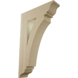 Ekena Millwork - BKTUR035X14X22THR01RCPR - Timberthane Faux Wood Thorton Style Bracket, Traditional Ends, 3 1/2"W x 14"D x 22"H, Primed Tan