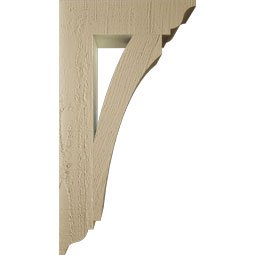 Ekena Millwork - BKTUR035X14X26THR01RCPR - Timberthane Faux Wood Thorton Style Bracket, Traditional Ends, 3 1/2"W x 14"D x 26"H, Primed Tan
