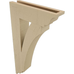 Ekena Millwork - BKTUR035X14X26THR01RCPR - Timberthane Faux Wood Thorton Style Bracket, Traditional Ends, 3 1/2"W x 14"D x 26"H, Primed Tan