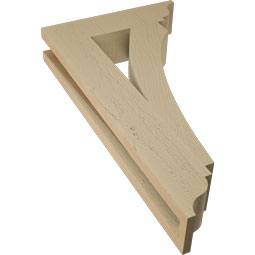 Ekena Millwork - BKTUR035X14X26THR01RCPR - Timberthane Faux Wood Thorton Style Bracket, Traditional Ends, 3 1/2"W x 14"D x 26"H, Primed Tan
