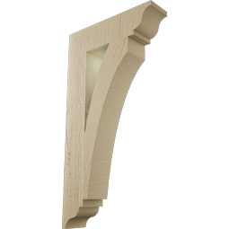 Ekena Millwork - BKTUR035X14X26THR01RCPR - Timberthane Faux Wood Thorton Style Bracket, Traditional Ends, 3 1/2"W x 14"D x 26"H, Primed Tan