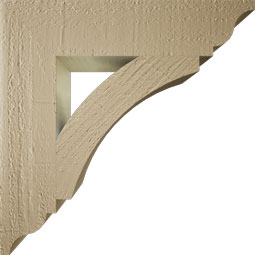 Ekena Millwork - BKTUR035X16X16THR01RCPR - Timberthane Faux Wood Thorton Style Bracket, Traditional Ends, 3 1/2"W x 16"D x 16"H, Primed Tan