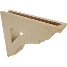 Ekena Millwork - BKTUR035X16X16THR01RCPR - Timberthane Faux Wood Thorton Style Bracket, Traditional Ends, 3 1/2"W x 16"D x 16"H, Primed Tan