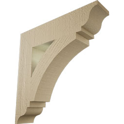 Ekena Millwork - BKTUR035X16X16THR01RCPR - Timberthane Faux Wood Thorton Style Bracket, Traditional Ends, 3 1/2"W x 16"D x 16"H, Primed Tan