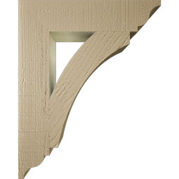 Ekena Millwork - BKTUR035X16X20THR01RCPR - Timberthane Faux Wood Thorton Style Bracket, Traditional Ends, 3 1/2"W x 16"D x 20"H, Primed Tan