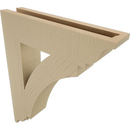 Ekena Millwork - BKTUR035X16X20THR01RCPR - Timberthane Faux Wood Thorton Style Bracket, Traditional Ends, 3 1/2"W x 16"D x 20"H, Primed Tan
