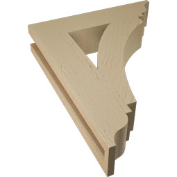 Ekena Millwork - BKTUR035X16X20THR01RCPR - Timberthane Faux Wood Thorton Style Bracket, Traditional Ends, 3 1/2"W x 16"D x 20"H, Primed Tan