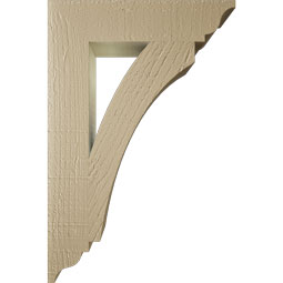 Ekena Millwork - BKTUR035X16X24THR01RCPR - Timberthane Faux Wood Thorton Style Bracket, Traditional Ends, 3 1/2"W x 16"D x 24"H, Primed Tan