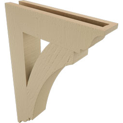 Ekena Millwork - BKTUR035X16X24THR01RCPR - Timberthane Faux Wood Thorton Style Bracket, Traditional Ends, 3 1/2"W x 16"D x 24"H, Primed Tan