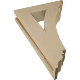 Ekena Millwork - BKTUR035X16X24THR01RCPR - Timberthane Faux Wood Thorton Style Bracket, Traditional Ends, 3 1/2"W x 16"D x 24"H, Primed Tan