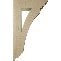 Ekena Millwork - BKTUR035X16X28THR01RCPR - Timberthane Faux Wood Thorton Style Bracket, Traditional Ends, 3 1/2"W x 16"D x 28"H, Primed Tan
